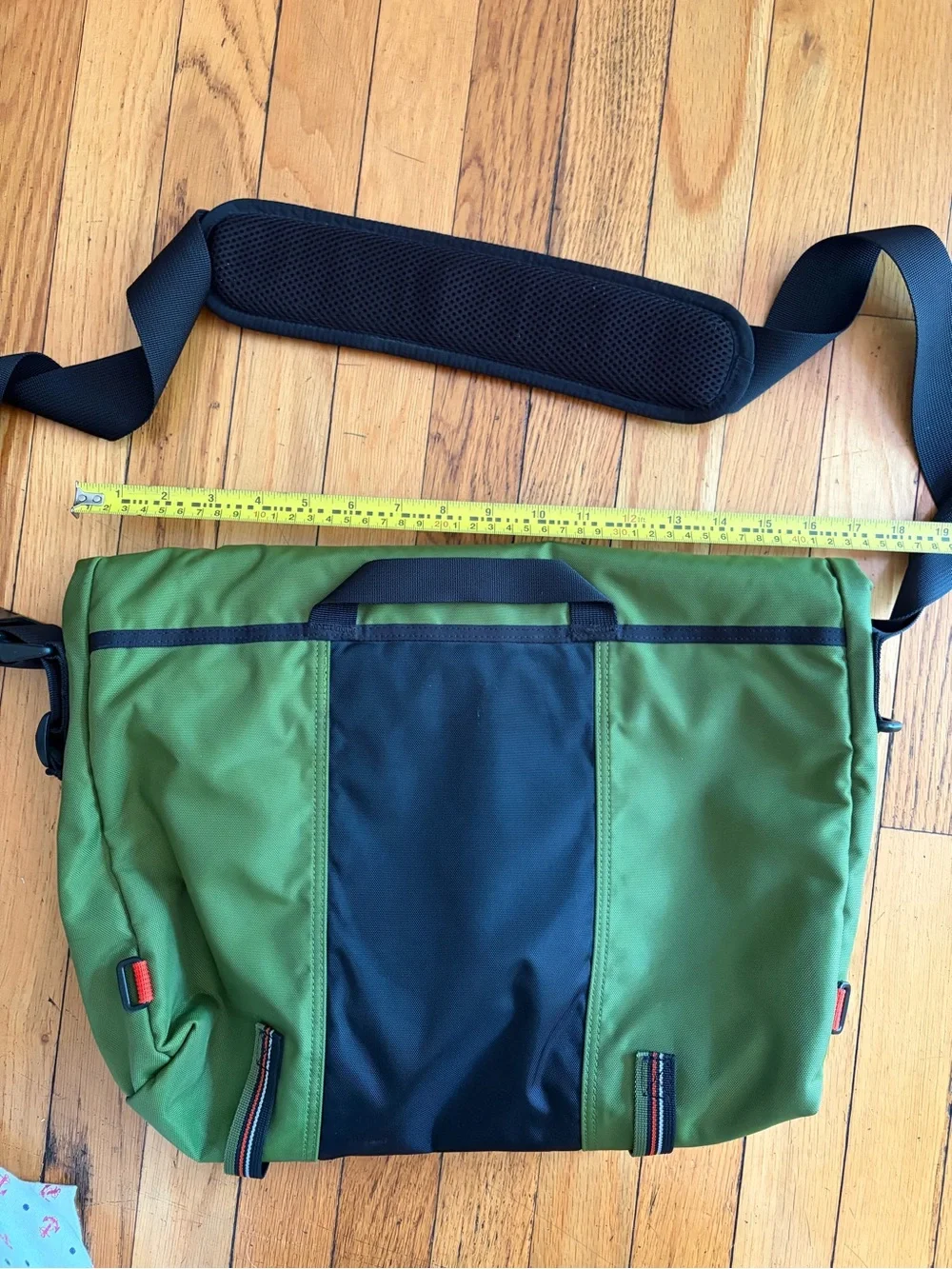 Timbuk2 Olive Green, Black & Orange Messenger Bag.